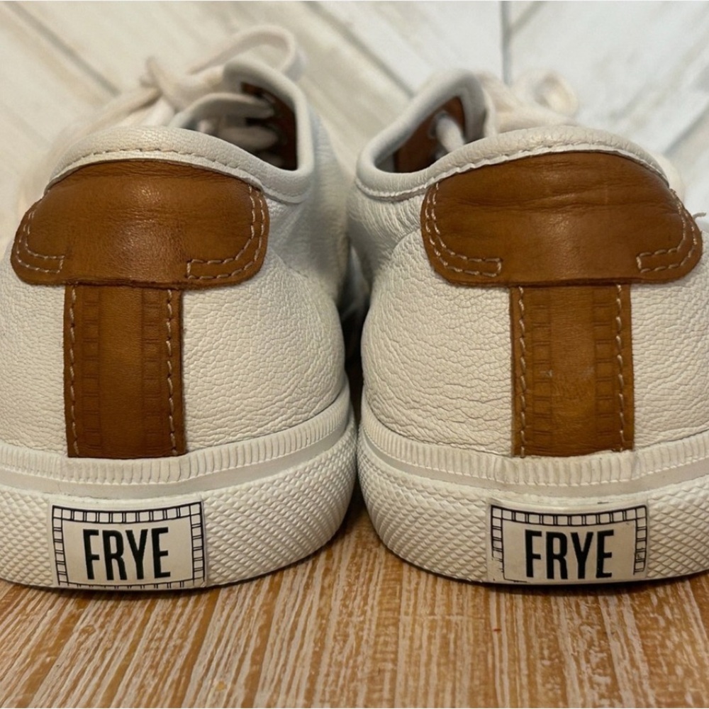 Frye Cream and Tan Leather Sneakers Women’s Size 8.5